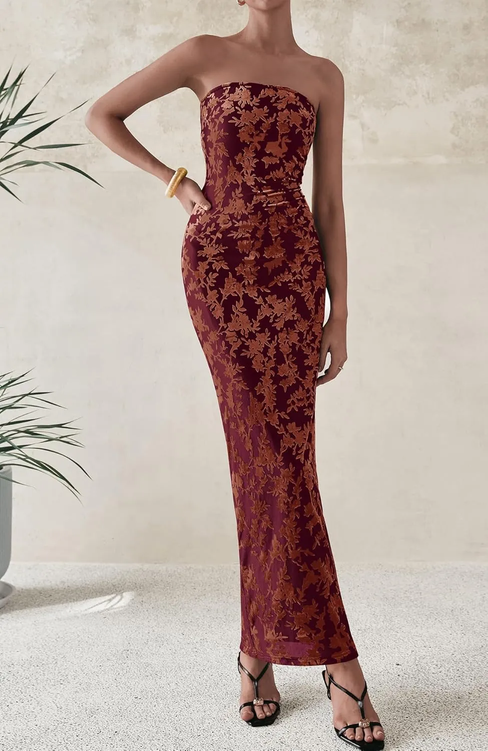 BTFBM Women Spring Dresses 2025 Elegant Wedding Guest Dresses Bodycon Tube Maxi Dress Split Floral Cocktail Dress