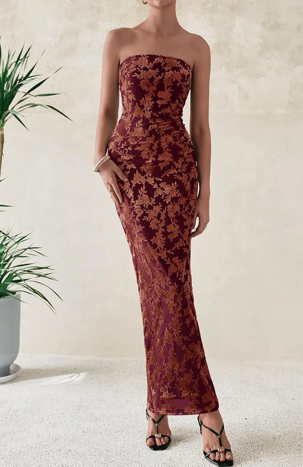 BTFBM Women Spring Dresses 2025 Elegant Wedding Guest Dresses Bodycon Tube Maxi Dress Split Floral Cocktail Dress