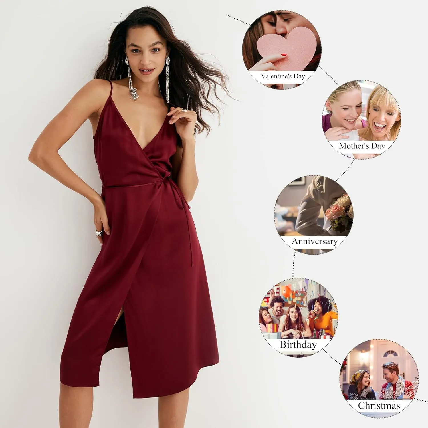 COLD POSH Women's 19mm Silk Slip Dress Luxury Summer Slips Chemise Sexy Sleeveless Dresses Elegant Slim Fit Tie Waist Dress