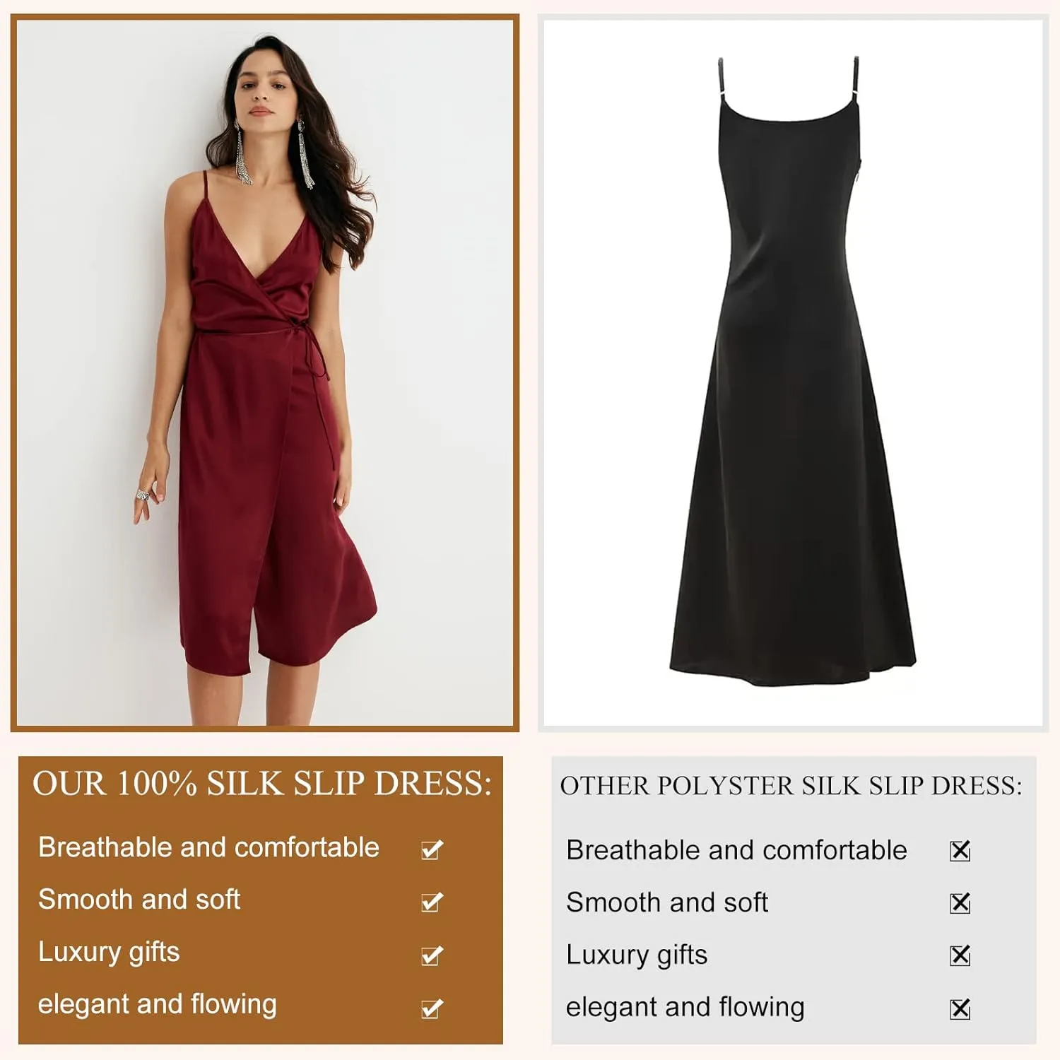 COLD POSH Women's 19mm Silk Slip Dress Luxury Summer Slips Chemise Sexy Sleeveless Dresses Elegant Slim Fit Tie Waist Dress