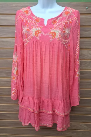 Dress Pink embroideRed ruffled