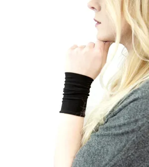 Forgotten Cotton Stretch Fabric Wrist Cuff Bracelet (Black)