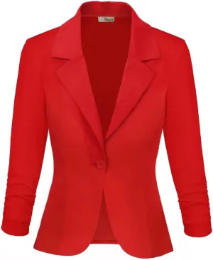Hybrid & Company Women's Lightweight Casual Work Office Stretch Ponte Cardigan Blazer Jacket Made in USA