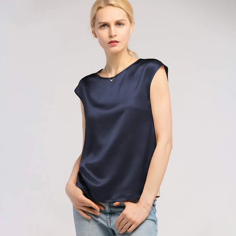 LilySilk Silk Blouse for Women Short Sleeve Summer Cool Comfy Charmeuse Silk Tops for Ladies