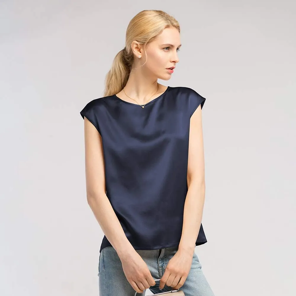 LilySilk Silk Blouse for Women Short Sleeve Summer Cool Comfy Charmeuse Silk Tops for Ladies