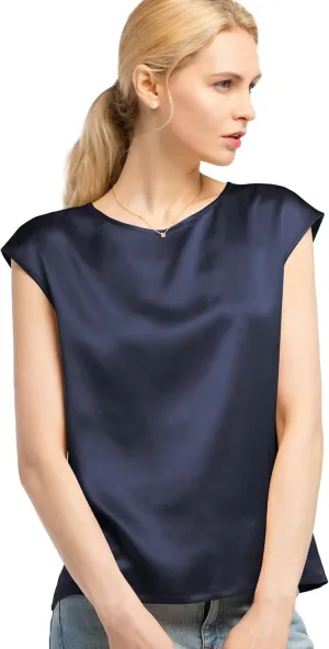 LilySilk Silk Blouse for Women Short Sleeve Summer Cool Comfy Charmeuse Silk Tops for Ladies