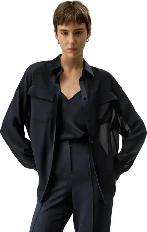 LilySilk Womens Silk Blouse Ladies Lightweight Soft Semi-Sheer Silk Chiffon Shirt with Camisole
