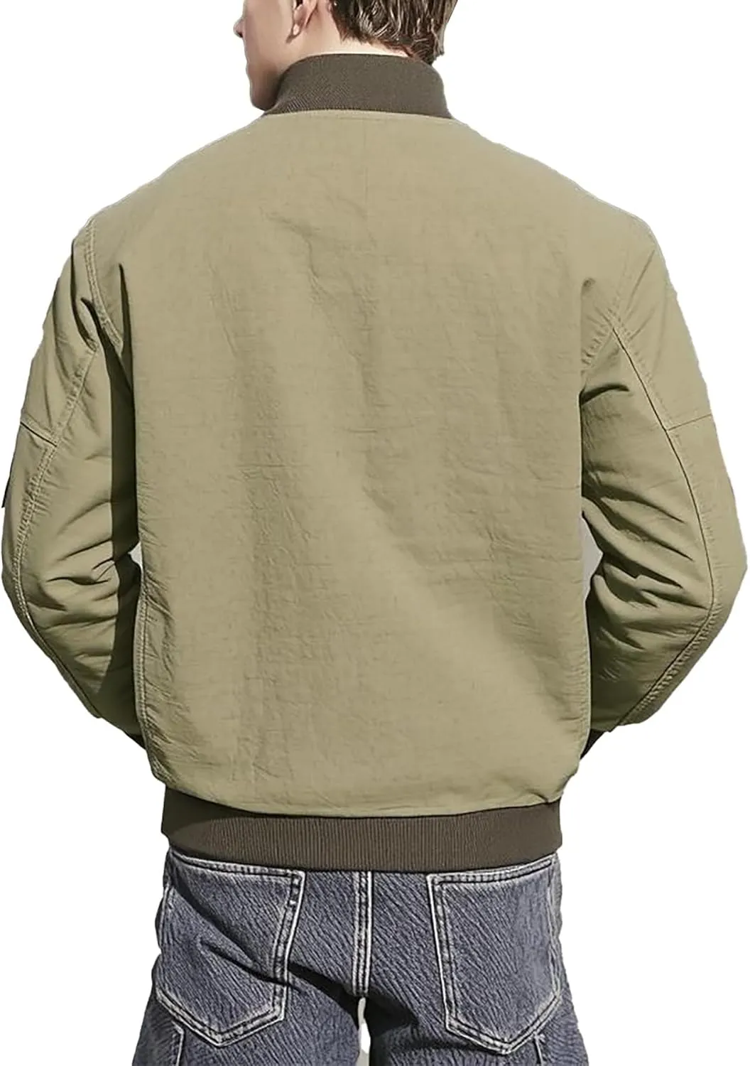 Mens Vintage Brad Tanker Military Bomber Khaki Cotton Jacket