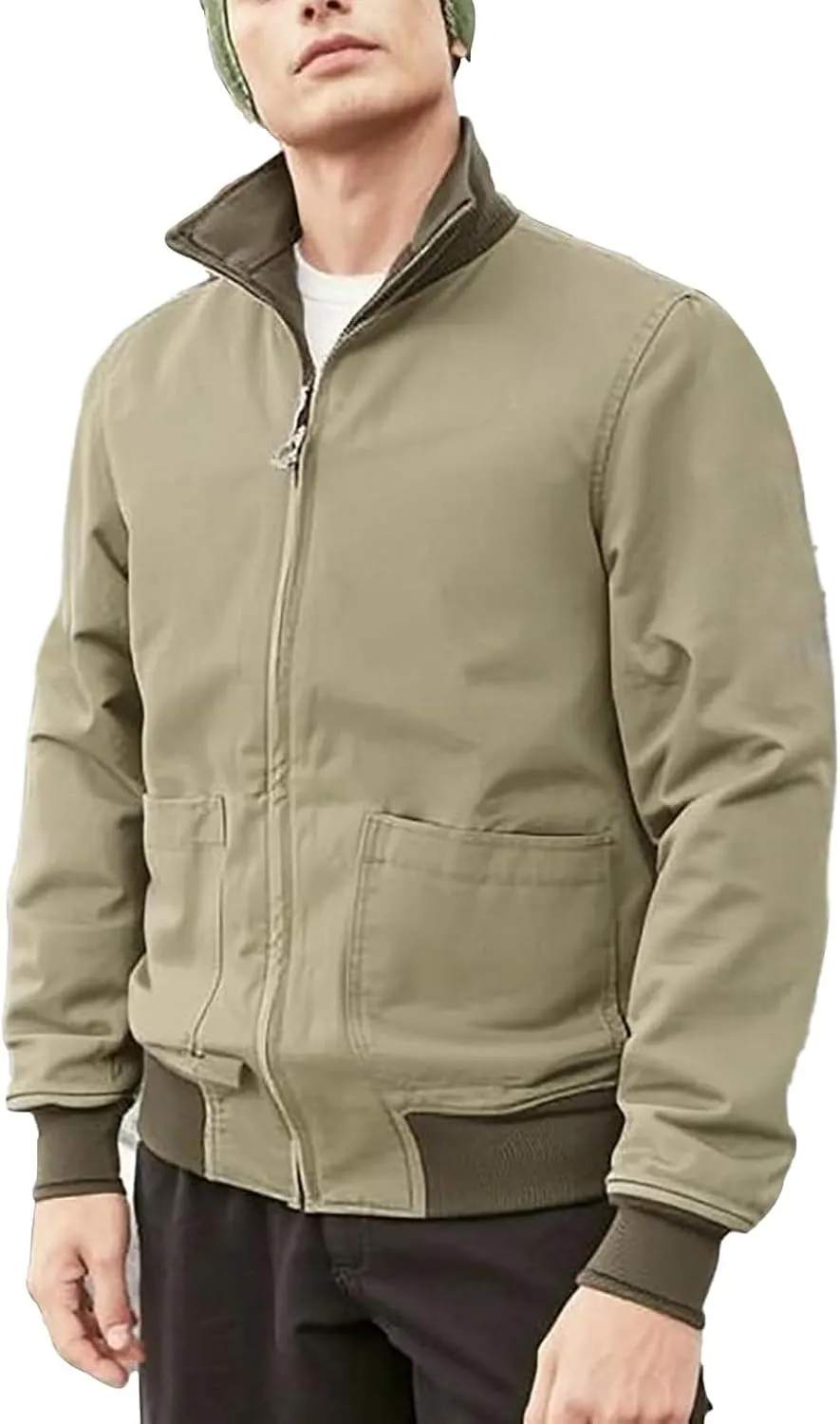 Mens Vintage Brad Tanker Military Bomber Khaki Cotton Jacket