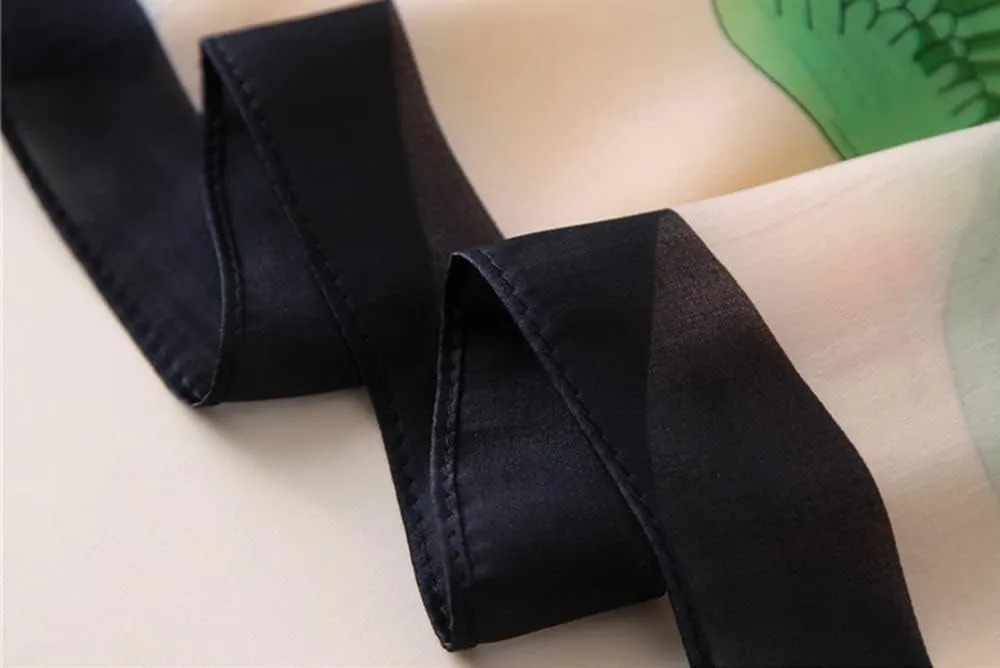 Silk Feeling Long Satin Scarf Fashion Beach Scarf Shawl Check Style Sunscreen Shawls Wraps-Lightweight Pattern