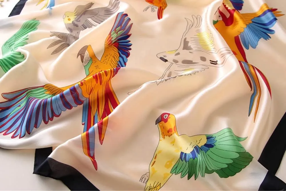 Silk Feeling Long Satin Scarf Fashion Beach Scarf Shawl Check Style Sunscreen Shawls Wraps-Lightweight Pattern
